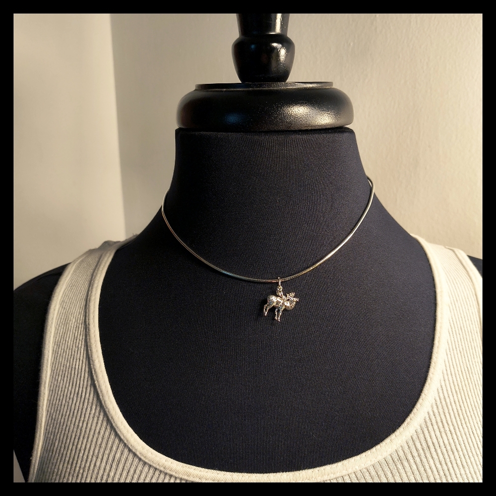 🦌Vtg. Sterling Silver Elk Pendant Charm